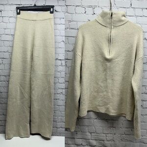 White Fox Cream Knit Sweater and pants set size s/m